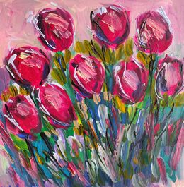 Painting, Dance of red tulips, Natalya Mougenot