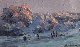 Gemälde, Walking on a frosty day, Boris Serdyuk