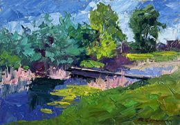 Gemälde, Bridge over the river, Boris Serdyuk