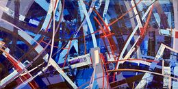 Painting, Abstract architecture in bleu, Frank De Blok