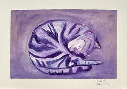 Gemälde, Gomme, le chat, ShuJie Wang