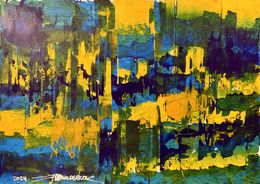 Gemälde, Abstract bleu et jaune, Frank De Blok