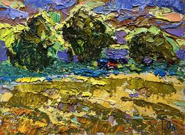 Gemälde, Expressive yellow sunset, Ivanyuk Oleksiy