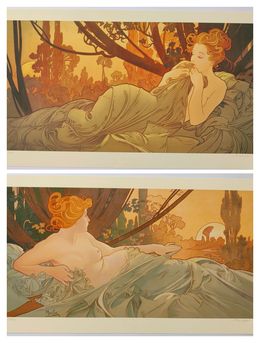 Drucke, Dawn & Dusk, Set of 2, Alphons Mucha