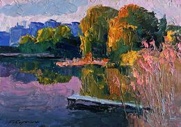 Gemälde, Evening on the lake, Boris Serdyuk