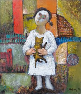 Painting, The Girl and Her Cat, Sergey Khachatryan