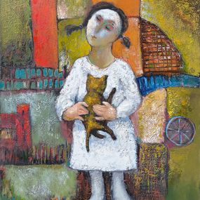 Painting, The Girl and Her Cat, Sergey Khachatryan