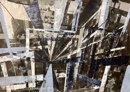 Painting, Abstract architecture in black and bleu, Frank De Blok