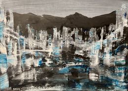 Painting, Mountain cityscape, Frank De Blok