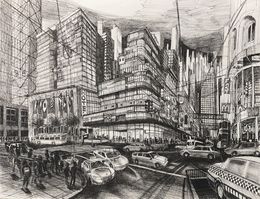 Gemälde, Abstract cityscape in yellow, Frank De Blok