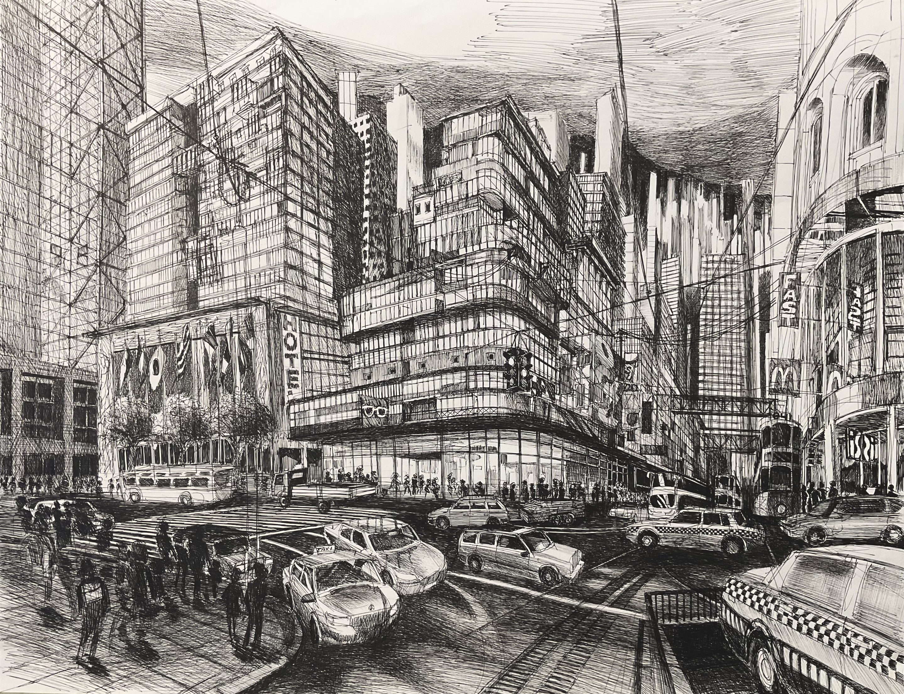 Frank De Blok, Abstract cityscape in yellow Frank De Blok, Abstract cityscape in yellow