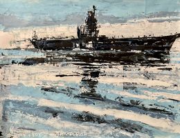 Gemälde, Aircraft Carrier in the Pacific 1944, Frank De Blok