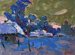 Gemälde, Snowy village, Oksana Ivanyuk