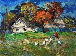 Gemälde, Village street, Oksana Ivanyuk
