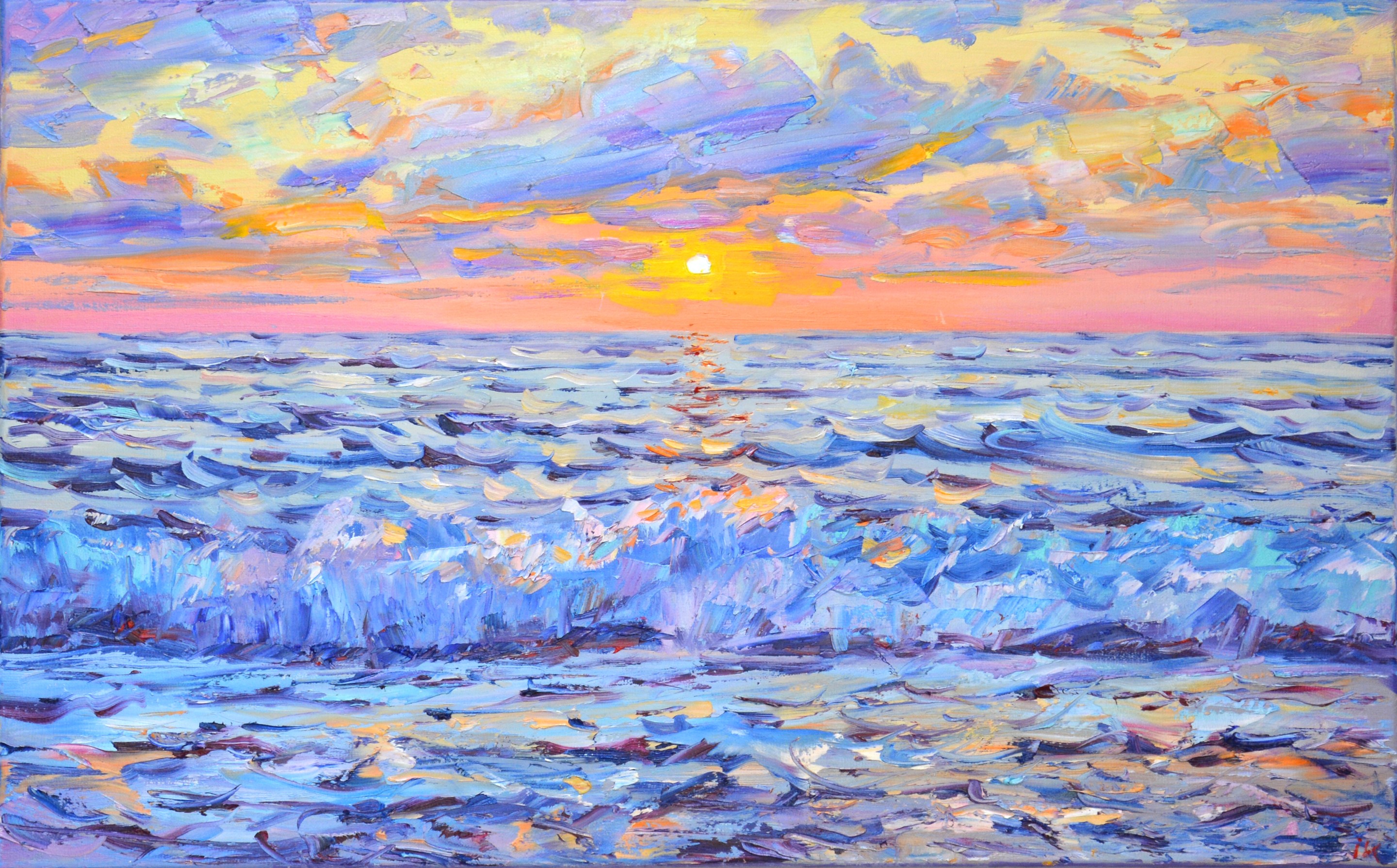 Iryna Kastsova, Pink sunset on the sea Iryna Kastsova, Pink sunset on the sea