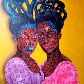 Gemälde, Sisters - 21st Century, Contemporary, Figurative Portrait, Africa Women, Modern, Muideen Abdulkadir