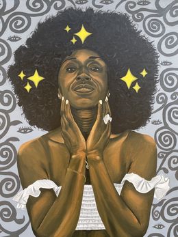 Peinture, Whimsical Mother Alkebulan - 21st Century, Contemporary, Figurative, Portrait, Awofadeju Solomon