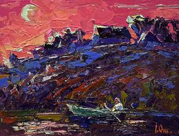 Gemälde, Crimson evening by the river, Oksana Ivanyuk