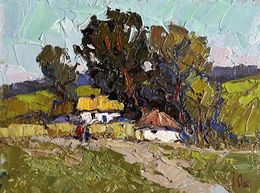 Gemälde, Village houses, Oksana Ivanyuk