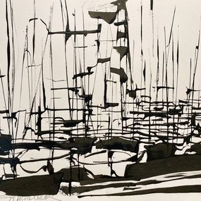 Fine Art Drawings, Une marina, Frank De Blok