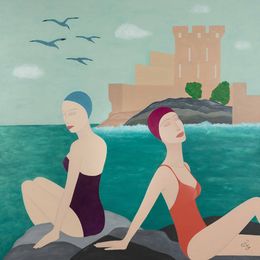 Gemälde, Les baigneuses de Socoa, Fannie Iribarnegaray