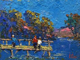 Gemälde, Admiring the river, Oksana Ivanyuk