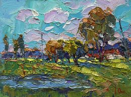 Gemälde, Near the village lake, Oksana Ivanyuk
