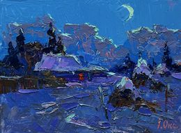 Gemälde, Moonlit winter night, Oksana Ivanyuk