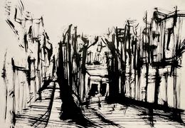 Fine Art Drawings, Rue normande - place Hamelin Honfleur, Frank De Blok