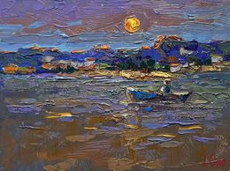 Gemälde, Moon over the lake, Oksana Ivanyuk