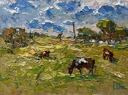 Peinture, On a hot day in the field, Oksana Ivanyuk