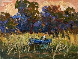 Gemälde, On a boat among the reeds, Oksana Ivanyuk