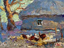 Gemälde, Frost in the yard, Oksana Ivanyuk