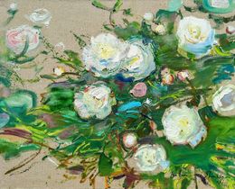Peinture, White peonies a la prima, Helen Shukina
