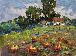 Gemälde, There are pumpkins growing in the garden, Oksana Ivanyuk