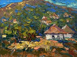 Gemälde, There is a village under the mountain, Ivanyuk Oleksiy