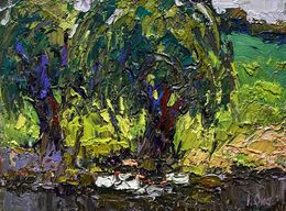 Gemälde, The ducks hid near the tree, Oksana Ivanyuk