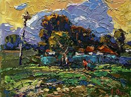 Gemälde, Gardening in the village, Oksana Ivanyuk