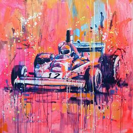 Gemälde, Niki Lauda Driving a Ferrari, Marta Zawadzka
