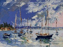 Gemälde, Sailboats at Sunset, Schagen Vita