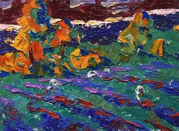 Gemälde, Crimson evening in the field, Ivanyuk Oleksiy