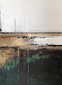 Gemälde, Golden Depths. Gold & Green Textured Art, Tatiana Malinovscaia