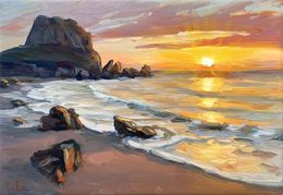 Gemälde, Morning silance, Evgeny Chernyakovsky