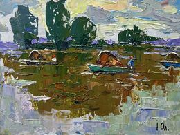 Gemälde, Hay transportation by boats, Ivanyuk Oleksiy