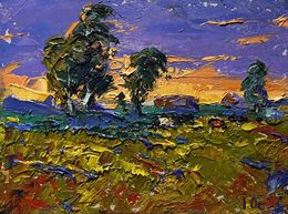 Gemälde, The day passes with a yellow sunset, Ivanyuk Oleksiy