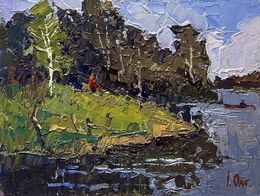 Gemälde, By boat to the shore, Oksana Ivanyuk