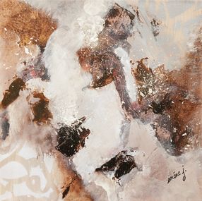 Gemälde, Sable mouvant, lettres en silence - série: Abstraction géométrique et danse des lettres arabes, Imene J