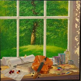 Peinture, Violin on Window Sill, Michael Gorban