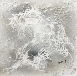 Painting, La cavale de la calligraphie - série: Cheval en calligraphie arabe sur fond abstrait, Imene J