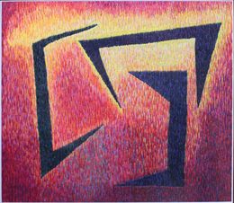 Painting, Heat. Embroidery painting in red velvet design., Ludmila Korets